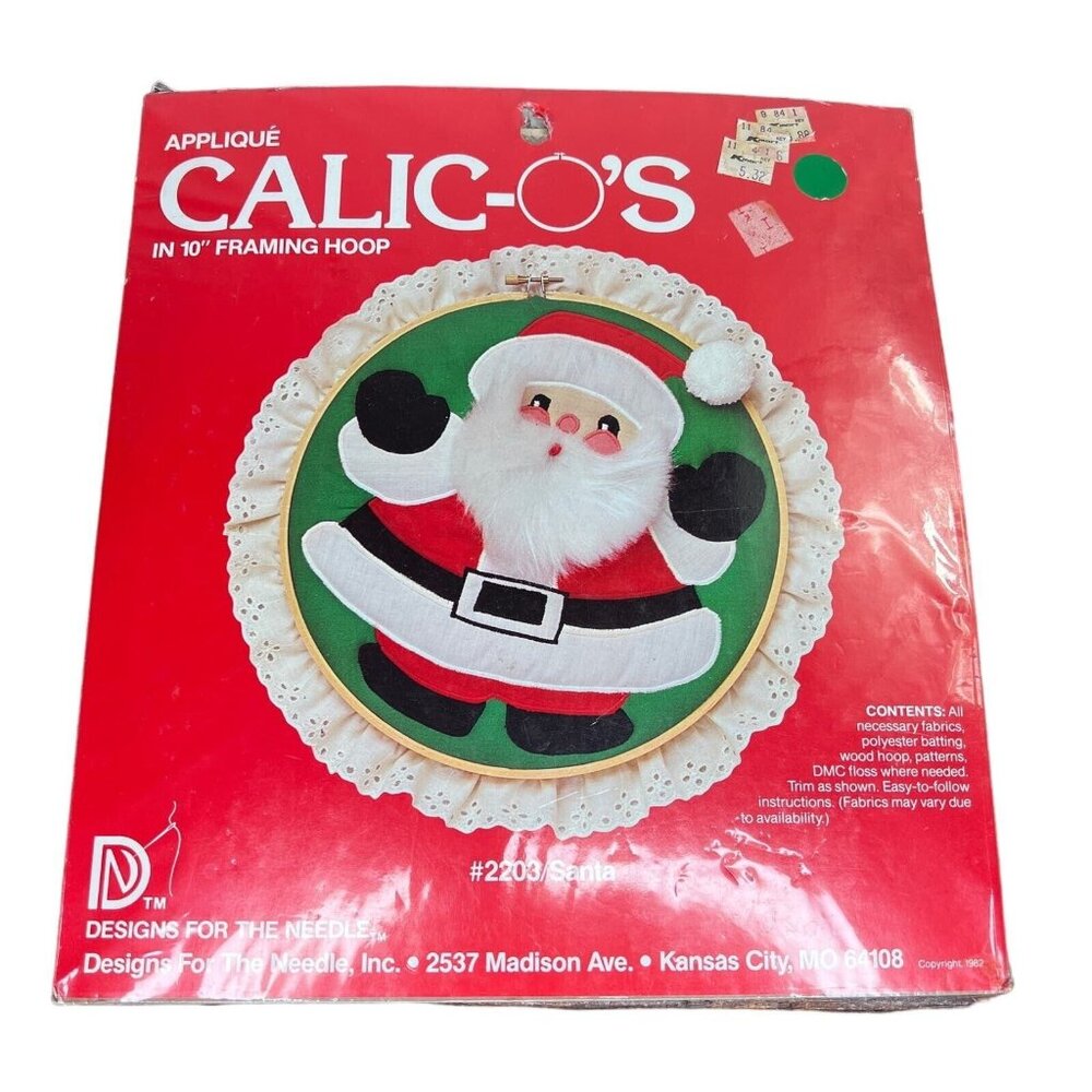 Applique Calic-O’s SANTA 1982 NOS 10" Framing Hoop Kit #2203 Christmas NEW